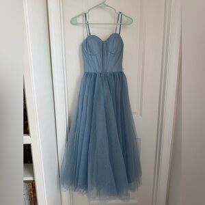 Blue tea length dress